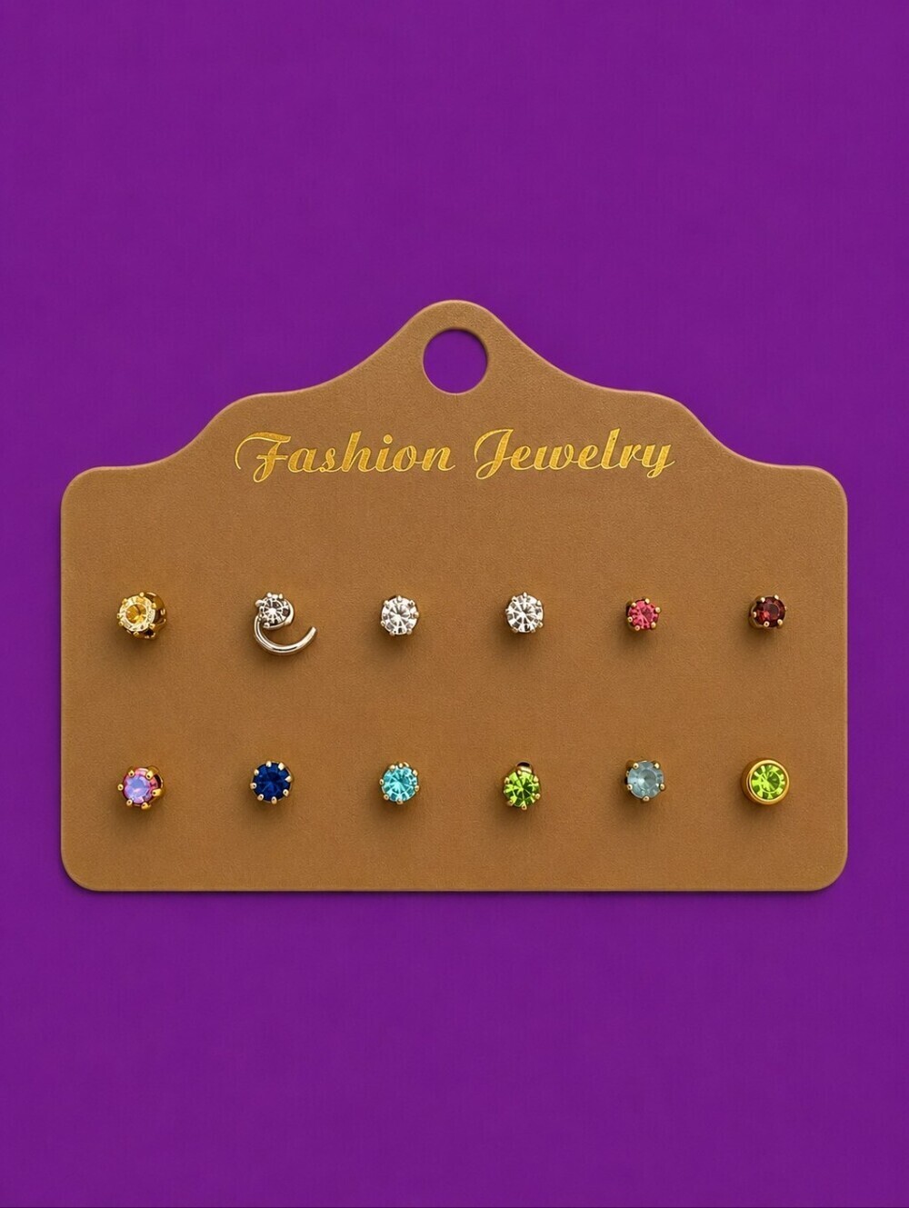 3/$30 Vintage Multi-Color Crystal Stud Single Earrings Set